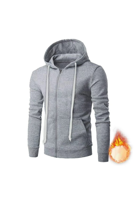 Big and Tall Jacket for Men Drawstring Fleece Lined Thermal Winter Jackets Loose Fit Trendy School Daily Hoodie Fall Sport Coat Gray XL