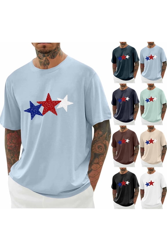 Big and Tall Mens 4th of July Tshirts Funny Red White and Blue Graphic Tees Independence Day Short Sleeve Crew Neck T Shirts XXXL