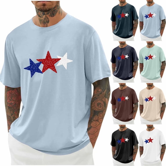 DODADAWANJ Big and Tall Mens 4th of July Tshirts Funny Red White and Blue Graphic Tees Independence Day Short Sleeve Crew Neck T Shirts XXXXXL