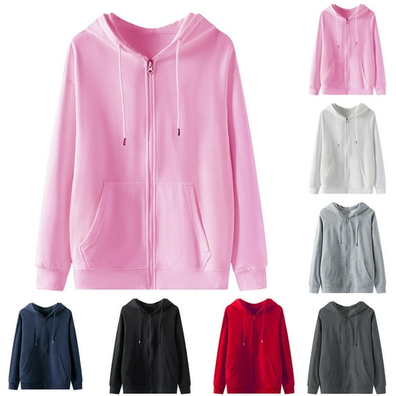 DODADAWANJ Big and Tall Mens Hoodie Sweatshirts Zip Up Lightweight Hoodies Solid Color Long Sleeve Hooded Sweatshirt with Pocket Pink M