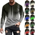 thumbnail image 1 of DODADAWANJ Big and Tall Shirts Men Fashion Gradient Graphic Tees Casual Long Sleeve T Shirts Loose Fitting Round Neck Tops for Men Army Green L, 1 of 6