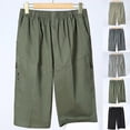 thumbnail image 1 of DODADAWANJ Capri Cargo Pants for Men Elastic Waist Wide Leg Pants Big and Tall Beach 3/4 Pant Loose Fit Below the Knee Shorts with Pockets Black XXXXL, 1 of 4