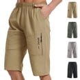 thumbnail image 1 of DODADAWANJ Capris Pants for Men Below Knee Cotton Casual 3/4 Capri Pant Big and Tall Wide Leg Elastic Waist Hiking Sports Long Shorts with Pockets Gray L, 1 of 7