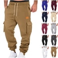 thumbnail image 1 of DODADAWANJ Cargo Sweatpants for Men with Pockets Big and Tall Drawstring Waist Workout Athletic Pants Casual Elastic Bottom Hiking Outdoor Sweatpant Yellow S, 1 of 9