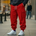 thumbnail image 1 of DODADAWANJ Cargo Sweatpants for Men with Pockets Casual Elastic Waisted Drawstring Sweatpant Cinch Bottom Hiking Workout Pants Red XXL, 1 of 8