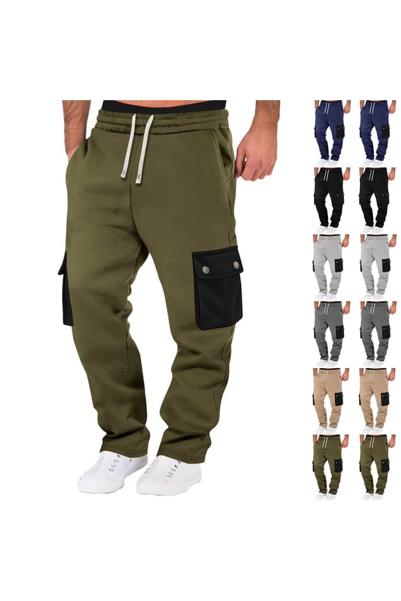Cargo Sweatpants for Men with Pockets Casual Open Bottom Sweat Pant Drawstring Elastic Waisted Work Pants Dark Gray L