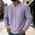 thumbnail image 1 of DODADAWANJ Corduroy Shirts for Men Casual Long Sleeve Shirt Big and Tall Button V Neck Tops Solid Color Fall Spring T Shirts with Pocket Purple XXXXXL, 1 of 8