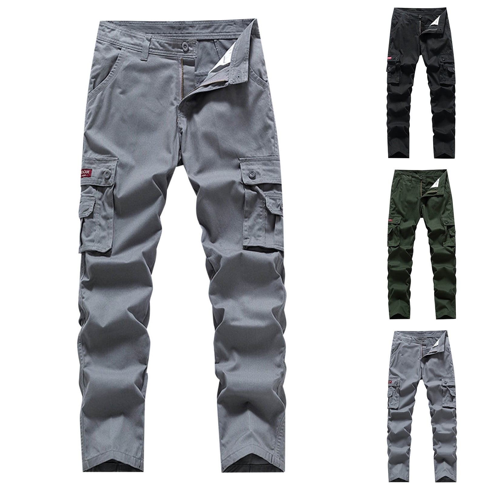DODADAWANJ Cotton Cargo Pants for Men with Multi Pockets Straight Leg ...