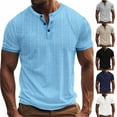 thumbnail image 1 of DODADAWANJ Cotton Linen Shirts for Men Lightweight Button Henley Shirt Summer Casual Short Sleeve Tees Big and Tall Breathable Tops Khaki XXXL, 1 of 7