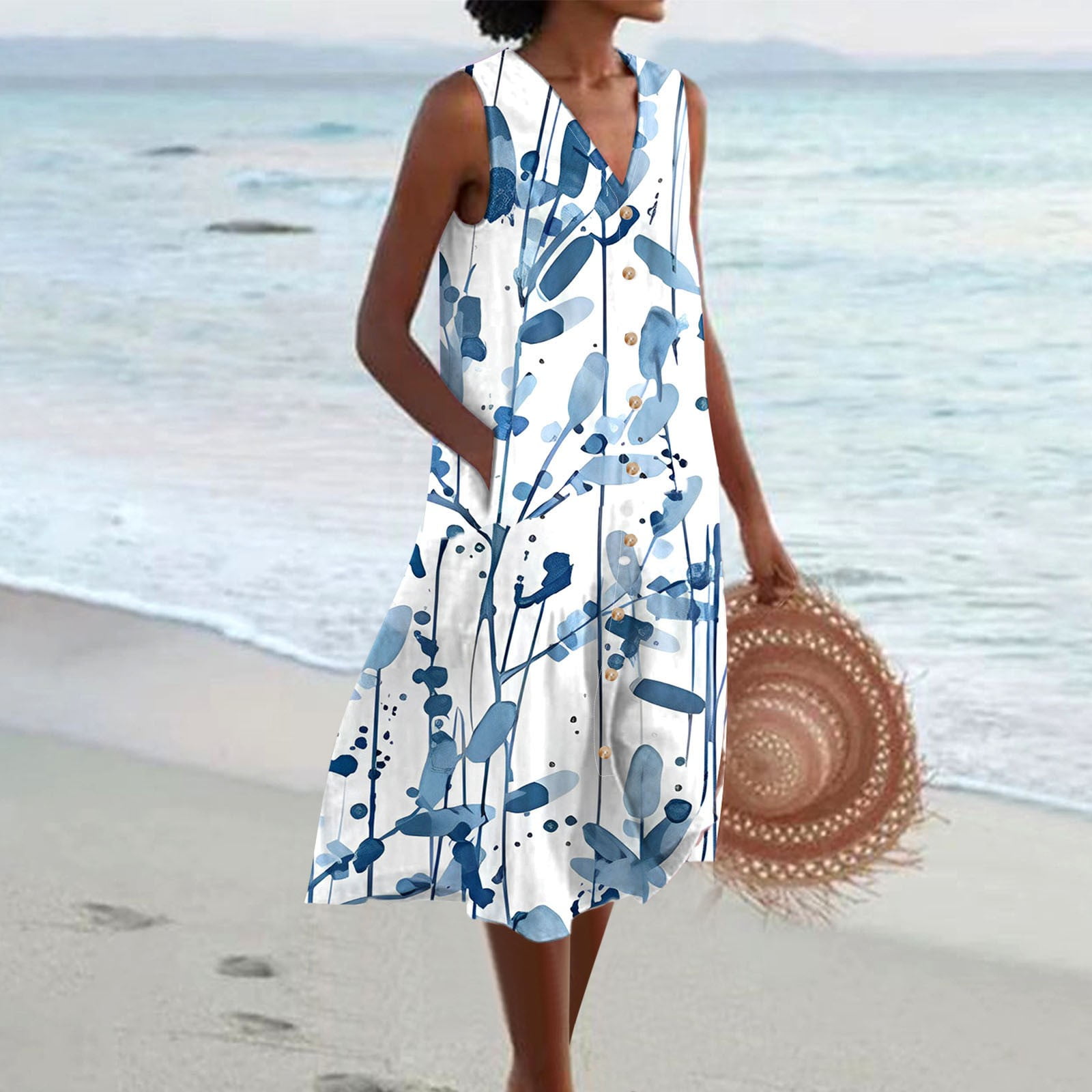 DODADAWANJ Cotton Linen Summer Dresses for Women Trendy 2024 Sleeveless