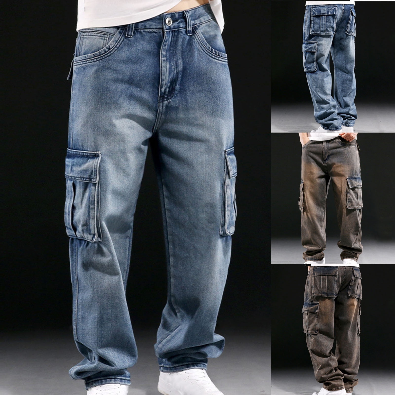 DODADAWANJ Distressed Cargo Pants for Men with Multi Pockets Expandable ...
