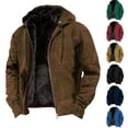 thumbnail image 1 of DODADAWANJ Fleece Jacket for Men Vintage Full Zip Warm Winter Jackets Big and Tall Drawstring with Hood Thick Coats Fashion Comfy Work Hoodie Blue L, 1 of 8