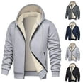 thumbnail image 1 of DODADAWANJ Fleece Lined Jacket for Men with Zipper Pocket Drawstring Hooded Jackets Fall Zip Up Winter Thermal Hoodies Coat Gray XS, 1 of 9