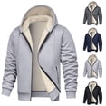 thumbnail image 1 of DODADAWANJ Fleece Lined Jacket for Men with Zipper Pocket Drawstring Hooded Jackets Fall Zip Up Winter Thermal Hoodies Coat Navy XL, 1 of 4
