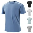 thumbnail image 1 of DODADAWANJ Ice Silk T Shirts for Men Quick Dry Short Sleeve Workout Tshirt Solid Color Round Neck Breathable Tees for Gym Sports Light Blue XL, 1 of 8