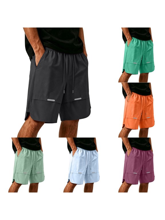 Men Athletic Shorts with Pockets Big and Tall Summer Casual Short Outdoor Activewear Shorts for Running Basketball Workout Orange L