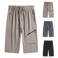 thumbnail image 1 of DODADAWANJ Men Below Knee Shorts Straight Wide Leg Summer Casual Pants Big and Tall Elastic Waist Athletic Shorts with Zipper Pockets Capri Pant Black XXL, 1 of 9