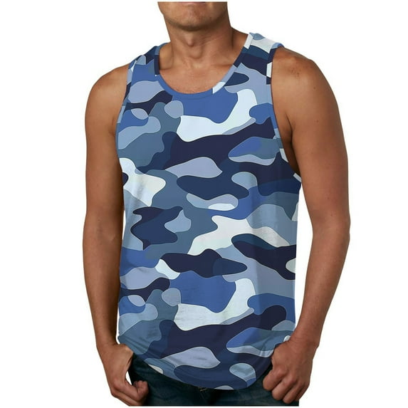 DODADAWANJ Men Workout Tank Tops Camo Sleeveless Muscle Gym Shirt Quick Dry Athletic Tank Top Big and Tall Camouflage Tees Summer Causal Moisture Wicking Sports Vests