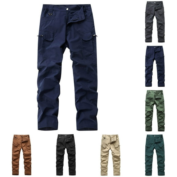 DODADAWANJ Men's Construction Cargo Pants with Zipper Multi Pockets Straight Leg Expandable Waist Tactical Pants Big and Tall Open Buttom Sport Pants for Outdoor Camping Workout