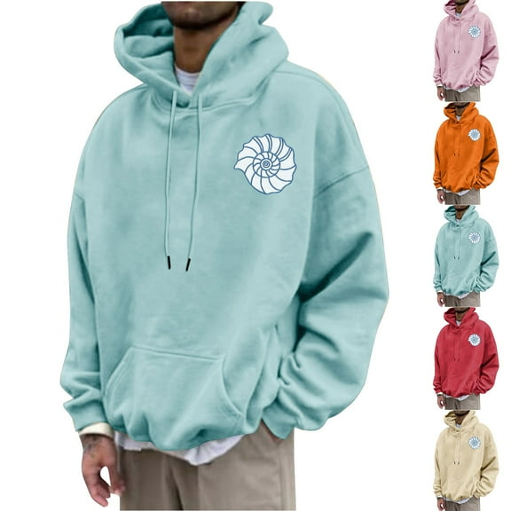 DODADAWANJ Men's Fashion Graphic Hoodies Whelk Drawstring Pullover Hoodie Big and Tall Drop Shoulder Hooded Sweatshirt for Daily Camping Workout XXL