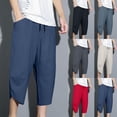 thumbnail image 1 of DODADAWANJ Men's Harem Capri Pants Big and Tall Below Knee Shorts Loose Fit Elastic Waist Capris Pants Summer Casual 3/4 Pant with Pockets Navy XXXXXL, 1 of 6