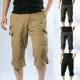 thumbnail image 1 of DODADAWANJ Men's Long Cargo Shorts Below the Knee Length Big and Tall Outdoor Hiking Pants with Pockets Loose Fit Capri Pant Black XL, 1 of 4