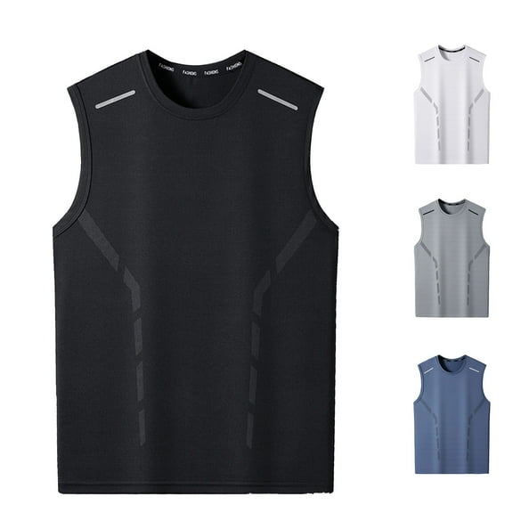 DODADAWANJ Men's Plus Size Workout Tank Tops Sleeveless Gym Shirt Quick Dry Athletic Tank Top Moisture Wicking Shirt Big and Tall Basic Solid Color Summer Sports Vests
