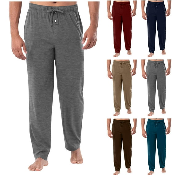 DODADAWANJ Men's Wide Leg Sleep Pants Drawstring Elastic Waist Comfortable Soft Lounge Pants Big and Tall Straight Fit Pajamas Pants for Home Daily