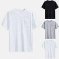 thumbnail image 1 of DODADAWANJ Mens Short Sleeve T-shirts with Pocket Lightweight Solid Color Basic Cotton T-shirt Big and Tall Crewneck Shirts White XL, 1 of 9