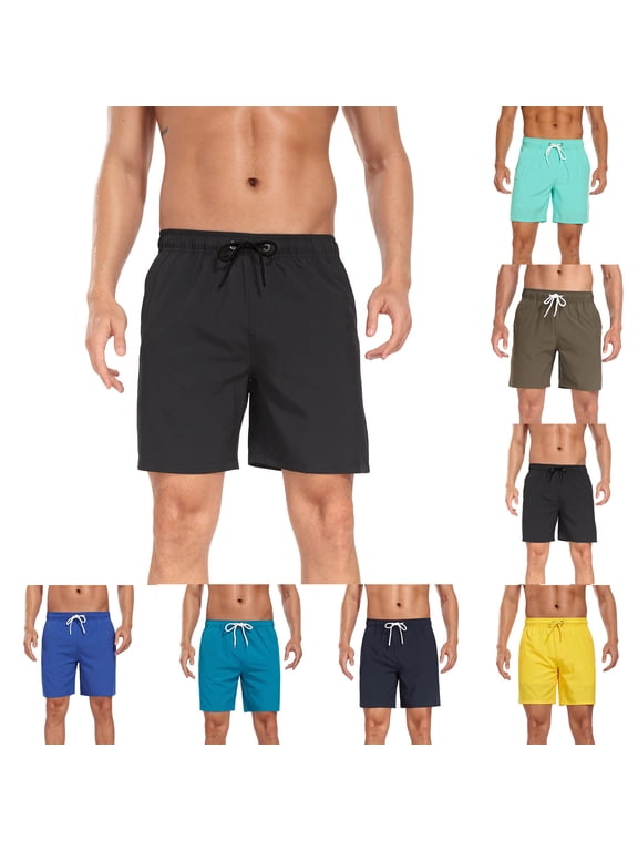 Mens Swim Trunks 5 Inch Quick Dry Drawstring Beach Shorts with Pockets Big and Tall Summer Vacation Swimsuits Swimwear Mint Green XXXL