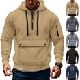 thumbnail image 1 of DODADAWANJ Mens Tactical Hoodies Pullover Casual Quarter Zip Up Military Hoodie Sweatshirt with Sleeve Pocket Fall Winter Workout Long Sleeve Tops Black XL, 1 of 9