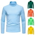 thumbnail image 1 of DODADAWANJ Mens Turtleneck Long Sleeve Shirts Fall Winter Solid Color Shirt Stretch Slim Fit Tops Orange M, 1 of 9