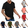 thumbnail image 1 of DODADAWANJ Mens V Neck T Shirts Big and Tall V Neck Tshirt Casual Summmer Short Sleeve Tshirt Solid Color Basic Tees Black M, 1 of 6