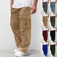 thumbnail image 1 of DODADAWANJ Open Bottom Cargo Pants for Men with Multi Pockets Elastic Waist Workout Pants Straight Leg Big and Tall Casual Pants for Daily Travel Jogging, 1 of 10
