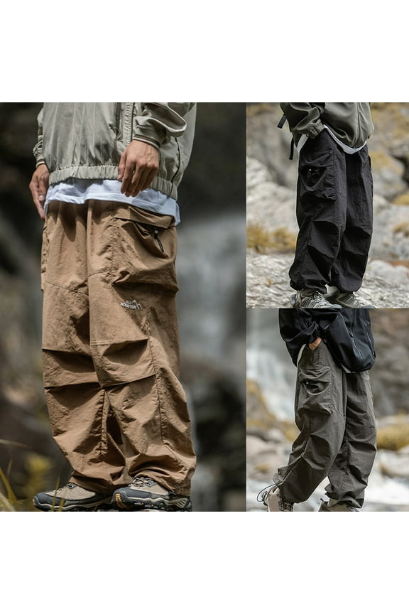 Outdoor Hiking Cargo Pants for Men with Multi Pockets Straight Leg Tactical Pants Big and Tall Adjusting Bottom Sport Pants for Jogging Travel Workout