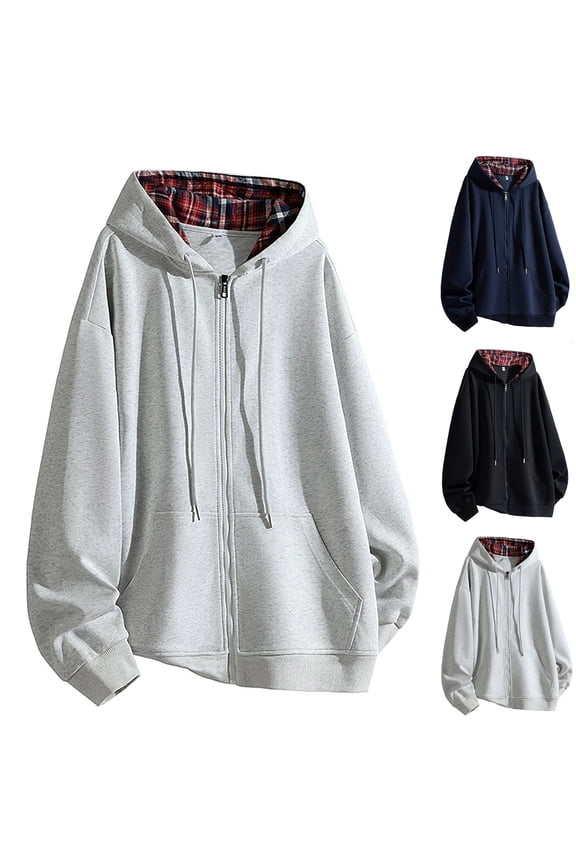 Oversized Hoodie for Men Zip Up Color Block School Daily Hoodies Big and Tall Drop Shoulder Outwear Sweatshirt Athleisure Holiday Sweatshirts S