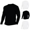 thumbnail image 1 of DODADAWANJ Plus Size Mens Long Sleeve Shirts Black Slim Fitted Shirt Comfy Round Neck T Shirts Solid Color Classic Tees 2025 White M, 1 of 4