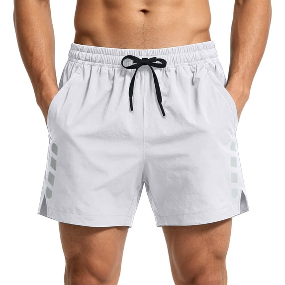 DODADAWANJ Quick Dry Athletic Shorts Men Loose Fit Running Workout Shorts Drawstring Waisted Activewear Lightweight Summer Training Outfits White S