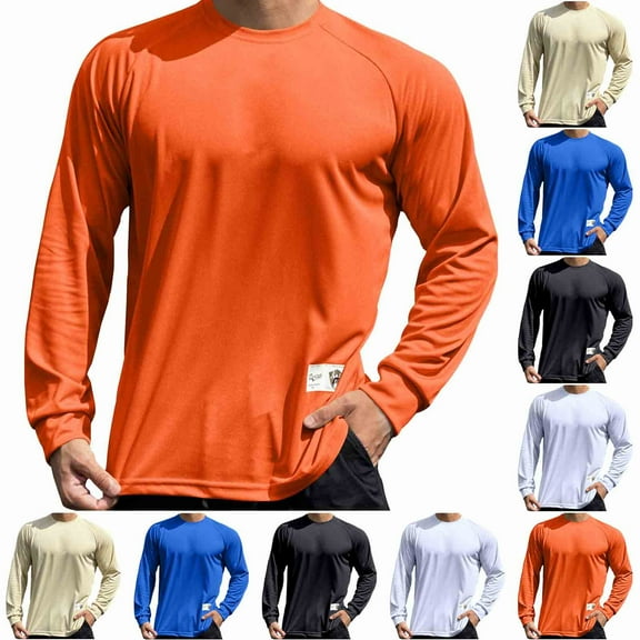 DODADAWANJ Quick Dry Shirt Men Long Sleeve Workout Training T Shirts Breathable Mesh T Shirt Loose Fit Raglan Crew Neck Tops White L