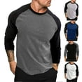 thumbnail image 1 of DODADAWANJ Raglan Shirts for Men Long Sleeve Workout Shirt Casual Loose Crew Neck T Shirts Color Block Graphic Tees Blue XXL, 1 of 6