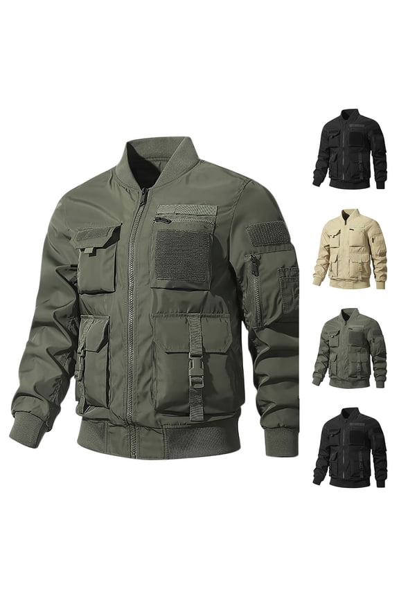 Rain Jacket Men Waterproof with Pockets Big and Tall Long Sleeve Rain Coat Outdoor Zip Up Collared Tactical Jackets Army Green XXXL