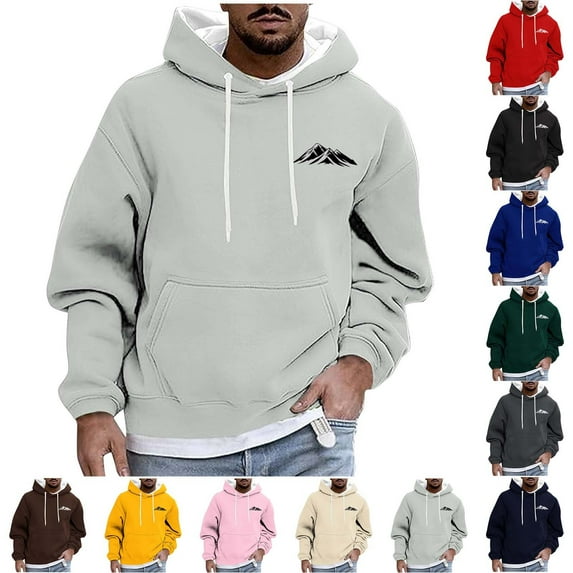 DODADAWANJ Solid Color Hoodie for Men Drop Shoulder Pullover Hoodies Big and Tall Hooded Sweatshirt for Daily Casual Camping M