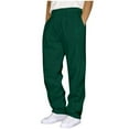 thumbnail image 1 of DODADAWANJ Straight Sweatpants Men Loose Fit Open Bottom Sweatpant Solid Color Elastic Waisted Workout Trousers with Pockets Green XXL, 1 of 4