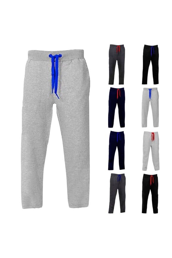 Sweatpants for Men Open Bottom Fall Winter Workout Athletic Pants Big and Tall Drawstring Elastic Waist Sweatpant Gray XXL