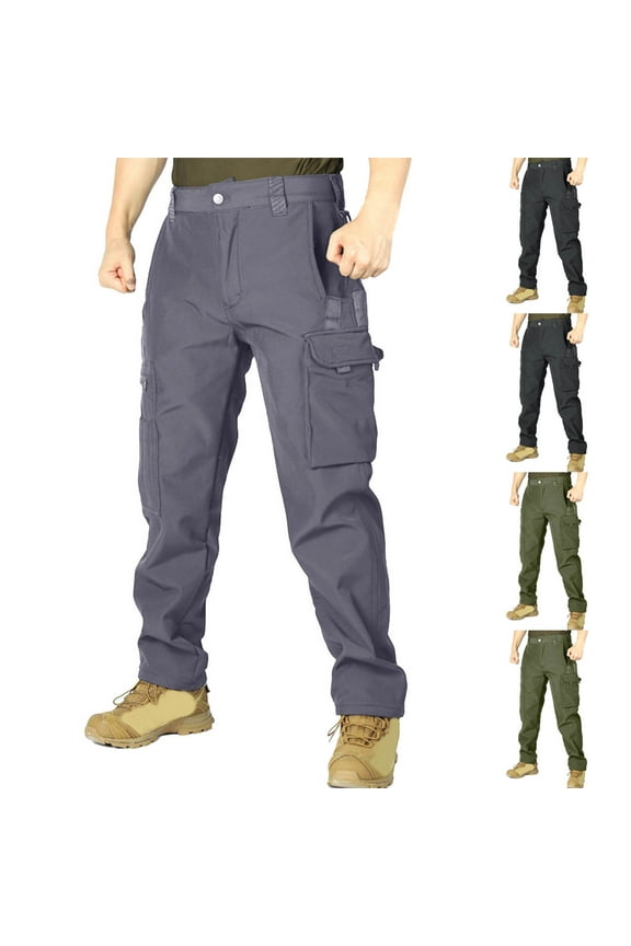 Tactical Cargo Pants for Men Thermal Fleece Lined Workout Cargo Pant with Multi Pockets Big and Tall Wide Leg Military Trainning Trousers Green S
