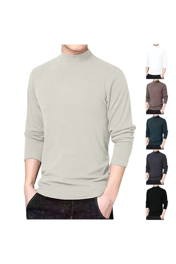 Turtleneck Shirts for Men Long Sleeve Fall Winter Shirt Casual Thermal Turtle Neck Tops Big and Tall Shirts for Men Green XXXXL