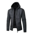 thumbnail image 1 of DODADAWANJ Warm Jacket for Men Fleece Quilted Zip Up Winter Jackets Big and Tall Fashion Travel Hoodie Drawstring Windproof Cycling Coat Dark Gray XL, 1 of 3