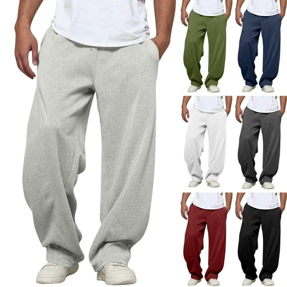 DODADAWANJ Wide Leg Sweatpants Men Casual Drawstring Elastic Waist Athletic Workout Pants Loose Fit Open Bottom Sweatpant with Pockets Navy XL