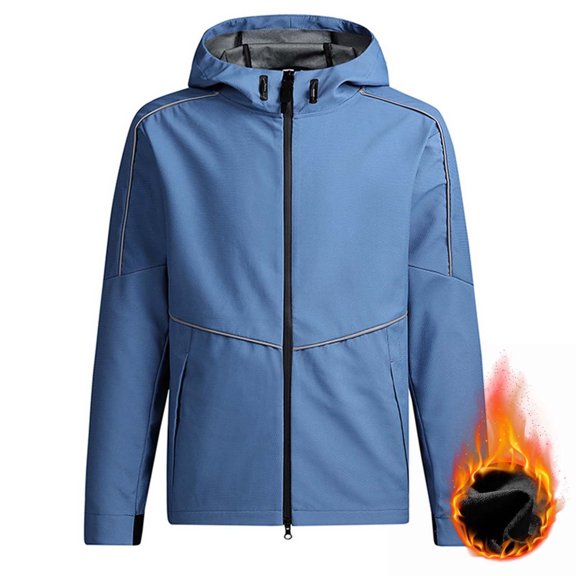 DODADAWANJ Winter Jacket for Men Fleece Lined Windproof Waterproof with Zipper Pocket Warm Jackets Big and Tall Hoodie Outdoor Climbing Hooded Coats Sky Blue XL