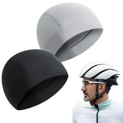 DODAMOUR 2 Pack Cooling Skull Cap for Men, Breathble Cooling Mesh Cycling Running Hat, Skull Cap Helmet Liner Beanie (Black, Grey)